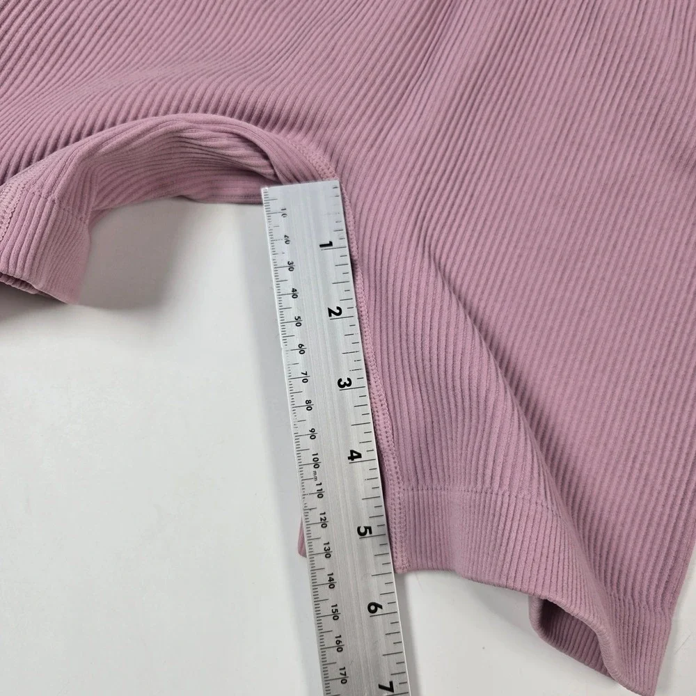 Ribbed Seamless Workout Set Women Small Mauve Yoga Biker Shorts Bra Bundle